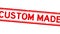 Grunge red custom made word square rubber stamp zoom in white background