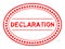 Grunge red declaration word oval rubber stamp on white background