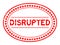 Grunge red disrupted word oval rubber stamp on white background