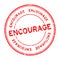 Grunge red encourage word round rubber stamp on white background