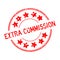 Grunge red extra commission word with star icon round rubber stamp on white background