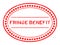 Grunge red fringe benefit word oval rubber stamp on white background