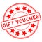 Grunge red gift voucher word with star icon round rubber stamp on white background