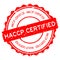 Grunge red HACCP Hazard analysis and critical control points certified word round rubber stamp on white background