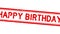 Grunge red happy birthday word square rubber stamp zoom on white background