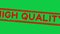 Grunge red high quality word square rubber stamp zoom on green background