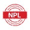 Grunge red NPL text abbreviation of Non Performing Loan round rubber seal stamp sign on white background. Vector illustration