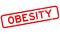 Grunge red obesity word rubber stamp zoom on white background