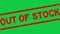 Grunge red out of stock word rubber stamp zoom on green background