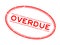 Grunge red overdue word oval rubber stamp on white background