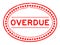 Grunge red overdue word oval rubber stamp on white background