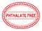 Grunge red phthalate free word oval rubber stamp on white background