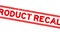 Grunge red product recall word square rubber stamp zoom on white background