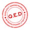 Grunge red Q.E.D. abbreviation of Quod Erat Demonstrandum word round rubber stamp on white background