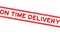 Grunge red on time delivery word rubber stamp zoom on white background