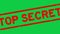 Grunge red top secret word square rubber stamp zoom on green background