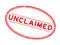 Grunge red unclaimed word oval rubber stamp on white background