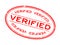 Grunge red verified word oval rubber stamp on white background