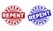 Grunge REPENT Textured Round Watermarks