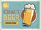 Grunge retro metal sign with beer. Glass of cold craft beer. Vintage poster. Road signboard. Old fashioned design.