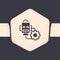 Grunge Robot setting icon isolated on grey background. Artificial intelligence, machine learning, cloud computing