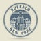 Grunge rubber stamp or label with text Buffalo, New York