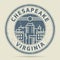 Grunge rubber stamp or label with text Chesapeake, Virginia