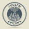 Grunge rubber stamp or label with text Tucson, Arizona