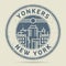 Grunge rubber stamp or label with text Yonkers, New York