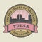 Grunge rubber stamp with name of Tulsa, Oklahoma