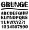 Grunge scratchy uppercase black and white alphabet set