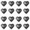 Grunge seamless pattern with hand painted black hearts.