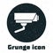 Grunge Security camera icon isolated on white background. Monochrome vintage drawing. Vector