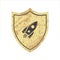 Grunge shield with rocket symbol