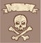 Grunge Skull n Bones Vector Label