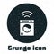Grunge Smart washer system icon isolated on white background. Washing machine icon. Internet of things concept with