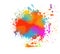 Grunge splatter. Rainbow colors grunge splash. Color explosion. Colored blot on white. Vector illustration