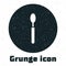 Grunge Spoon icon isolated on white background. Cooking utensil. Cutlery sign. Monochrome vintage drawing. Vector