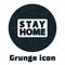 Grunge Stay home icon isolated on white background. Corona virus 2019-nCoV. Monochrome vintage drawing. Vector.