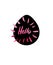 Grunge sticker with text Hello. Black and Pink banner. Retro label. Website decorative element. Watercolor vintage background.