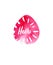 Grunge sticker with text Hello. Pink banner. Retro label. Website decorative element. Watercolor vintage background.