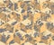 Grunge strokes geometrical cube camouflage print, modern fashion design. Paint hexagon yellow camo military pattern. Vector