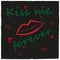 Grunge style background with lips, kiss, heart.