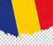 Grunge-style flag of Romania on a transparent background