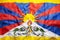 Grunge style of Tibet flag on brick wall