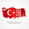 Grunge style turkish flag and map for greeting card
