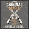 Grunge style vintage logo criminal mafia with automatic guns,