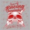 Grunge style vintage skull and spark plug racing champion hand drawing vector