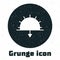 Grunge Sunset icon isolated on white background. Monochrome vintage drawing. Vector Illustration.