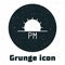 Grunge Sunset icon isolated on white background. Monochrome vintage drawing. Vector Illustration